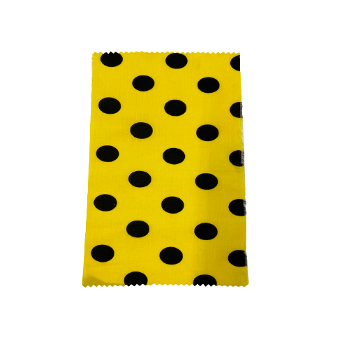 Black | Yellow Big Polka Dot Printed Poly Cotton Fabric - Fashion Fabrics LLC