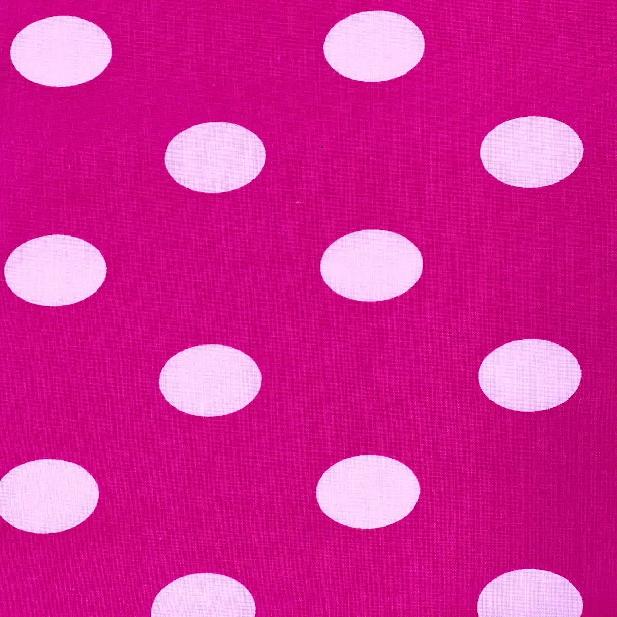 White | Hot Pink Big Polka Dot Printed Poly Cotton Fabric - Fashion Fabrics LLC