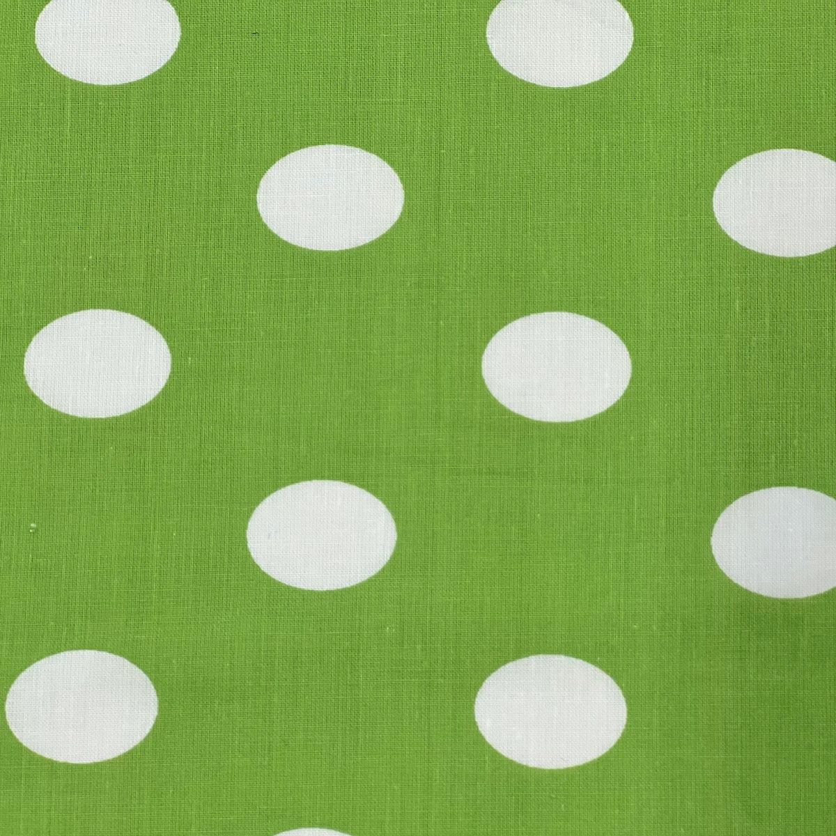 White | Lime Green Big Polka Dot Printed Poly Cotton Fabric - Fashion Fabrics LLC