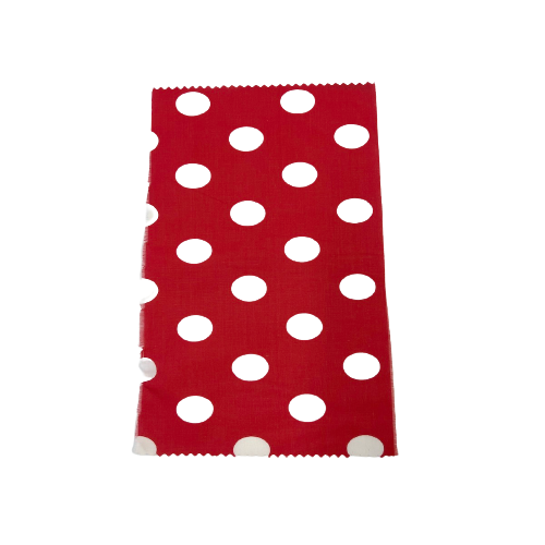 White | Red Big Polka Dot Printed Poly Cotton Fabric - Fashion Fabrics LLC