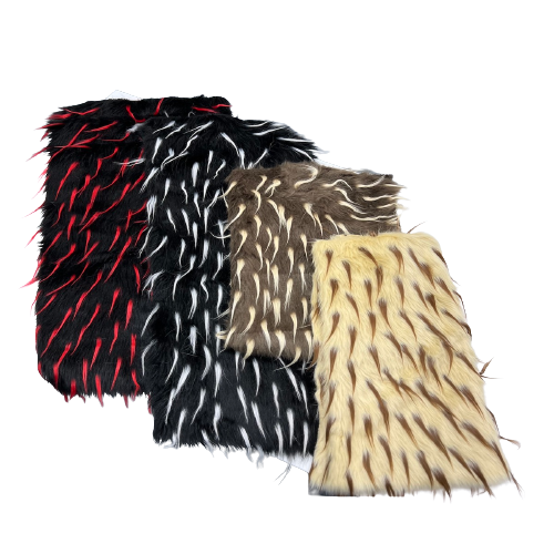 Black | White Two Tone Spike Shaggy Faux Fur Fabric - Fashion Fabrics LLC