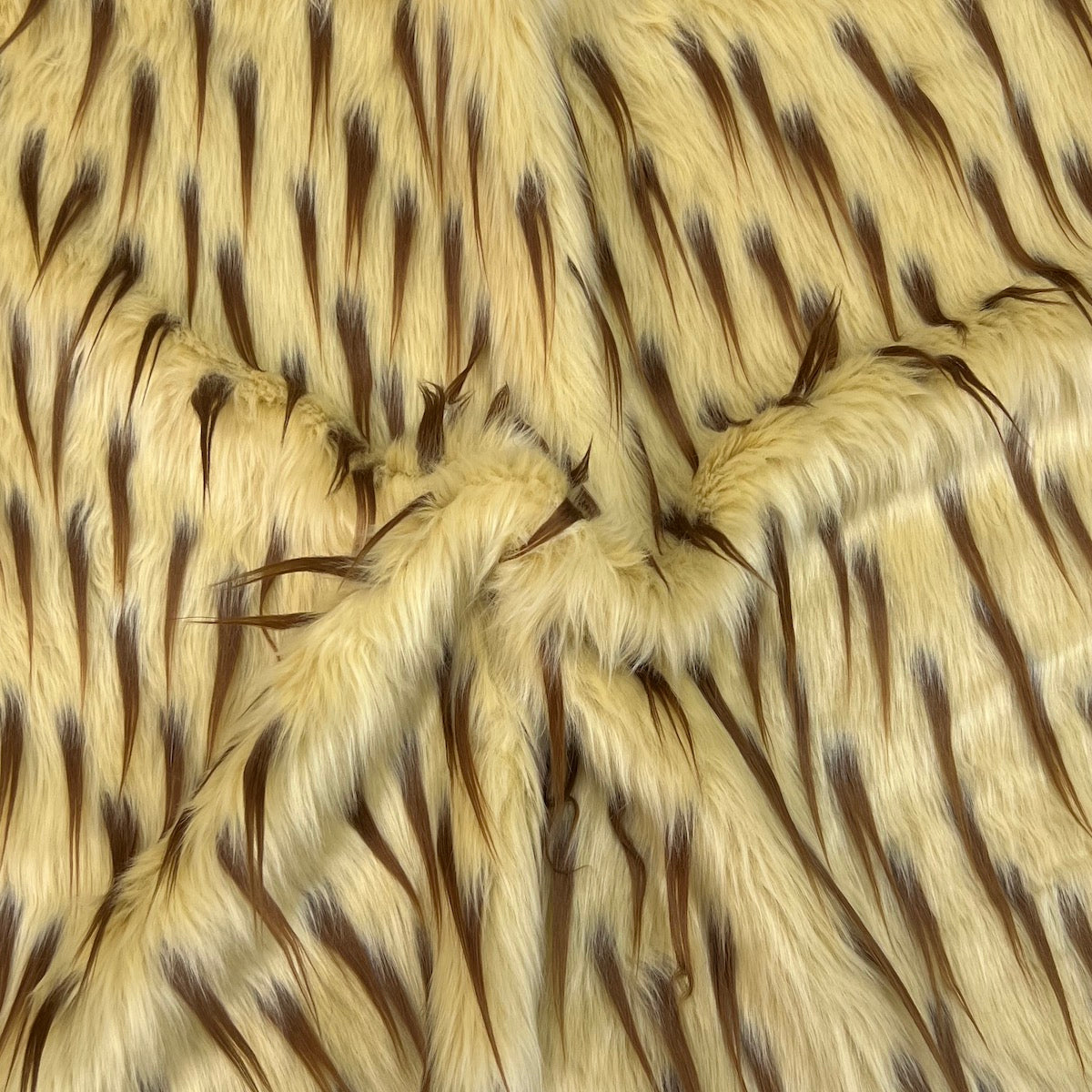 Beige | Light Brown Two Tone Spike Shaggy Faux Fur Fabric - Fashion Fabrics LLC