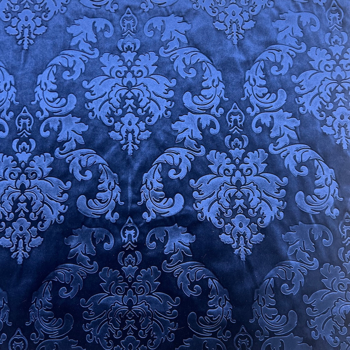 Royal Blue Damask Embossed Velvet Upholstery Drapery Fabric