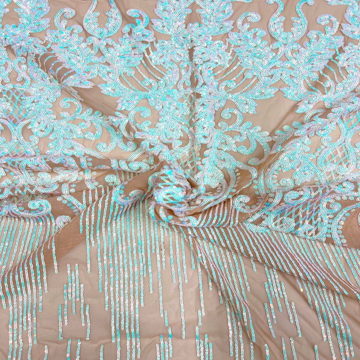 Alta Striped Damask Stretch Sequins Fabric