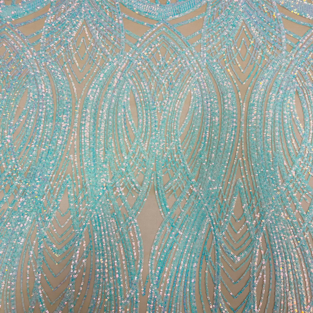 Gold Selena Geometric Wave Stretch Sequins Prom Couture Fabric