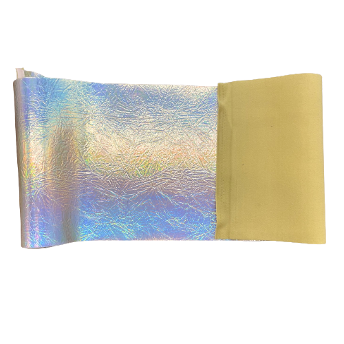 Gold Iridescent Crushed Distressed Foil Chrome Mirror Reflective Vinyl  Fabric
