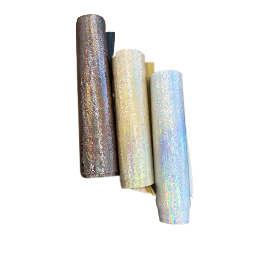 Crushed Distressed Foil Chrome Mirror Reflective Vinyl Fabric