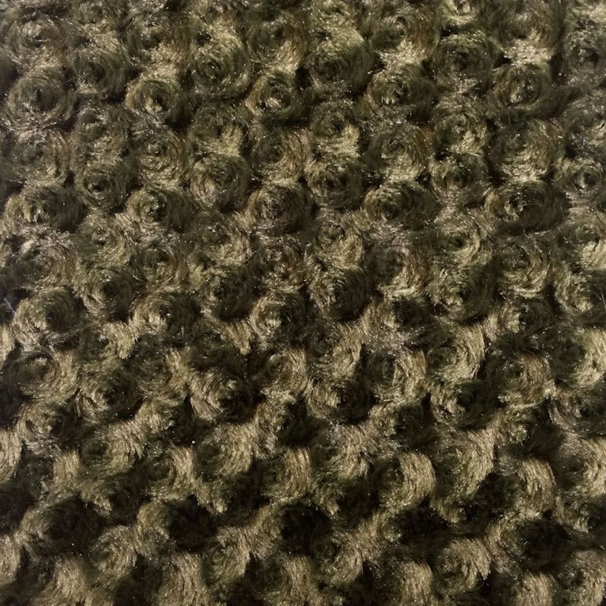 Dark Olive Swirl Rosebud Faux Fur Fabric - Fashion Fabrics LLC
