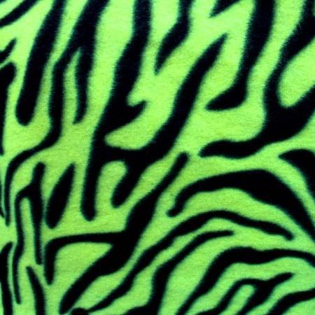 Neon Green | Black Zebra Print Fleece Fabric - Fashion Fabrics Los Angeles