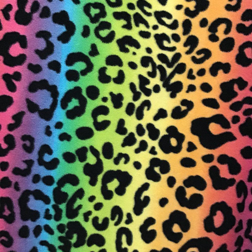 Rainbow Leopard Print Fleece Fabric - Fashion Fabrics Los Angeles