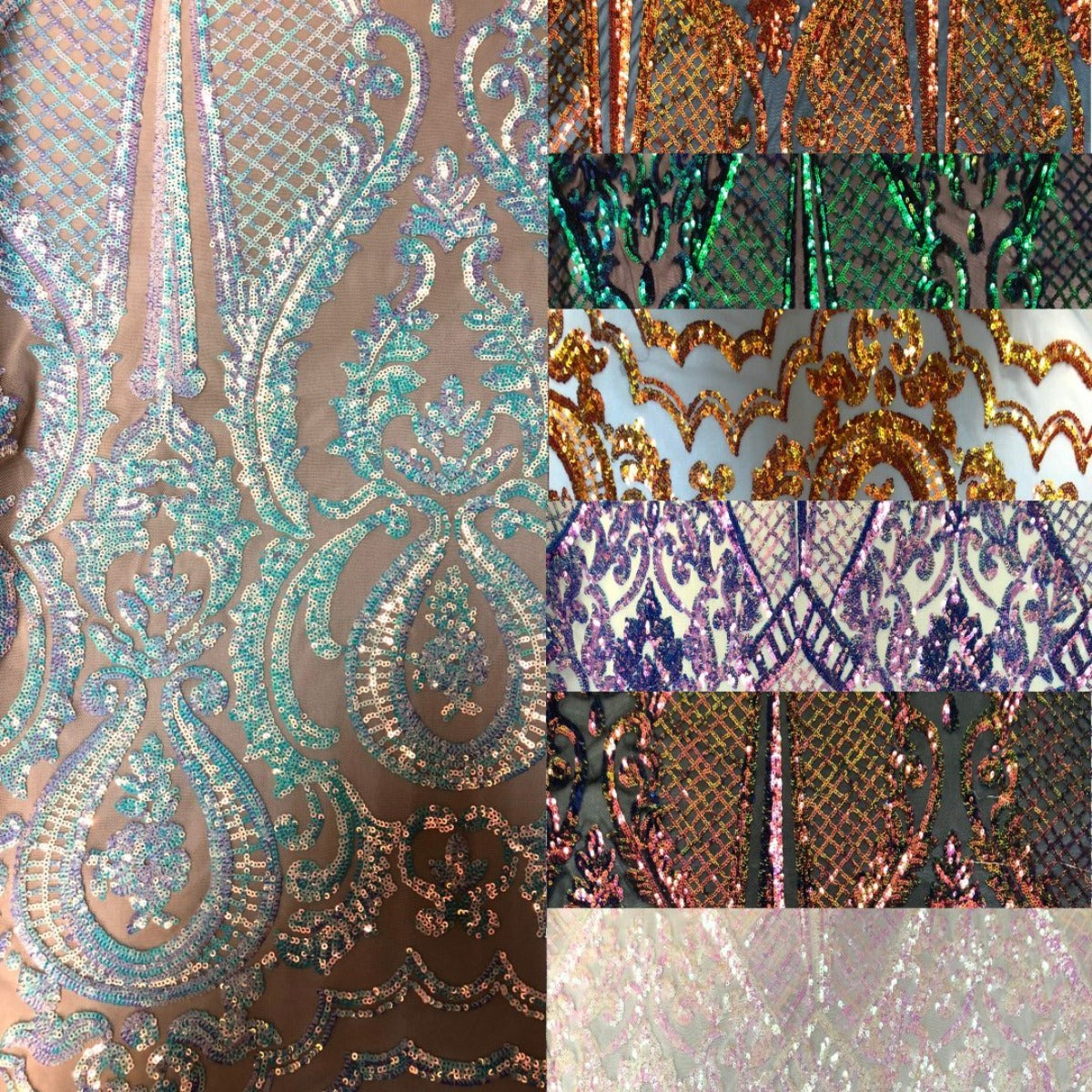 Pearl White Iridescent Chantal Deluxe Sequin Fabric - Fashion Fabrics LLC