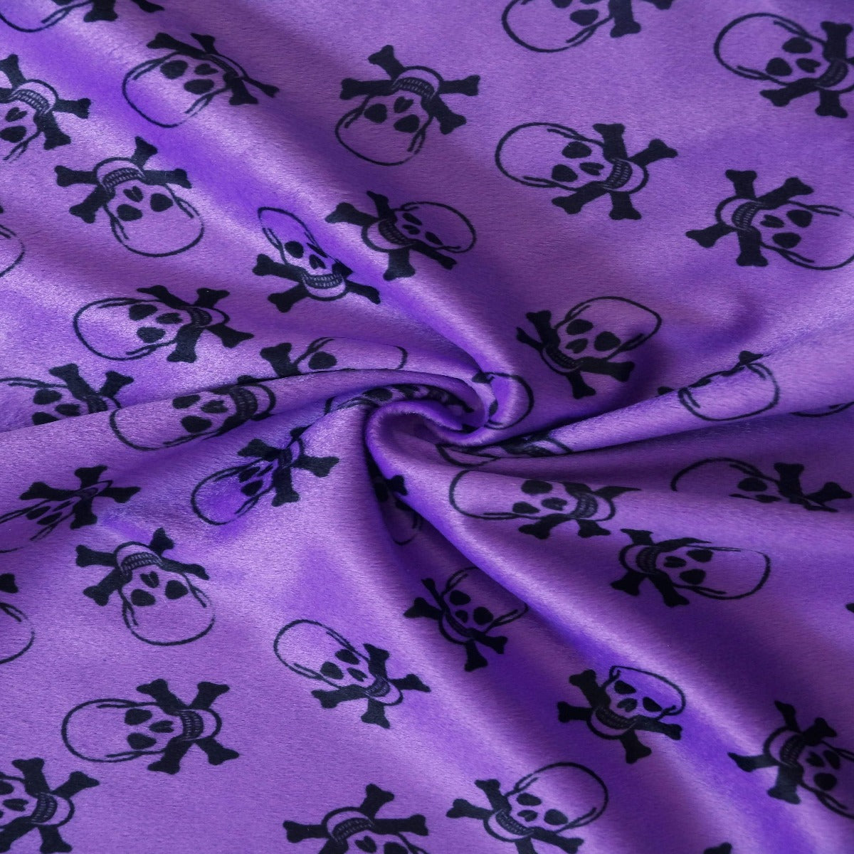 Purple Velboa Skull Print Faux Fur Fabric - Fashion Fabrics Los Angeles