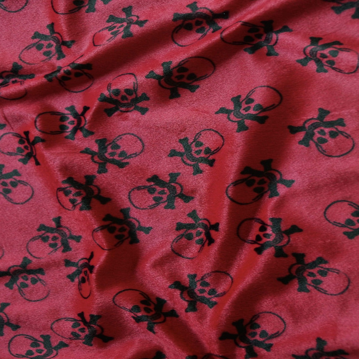 Red Velboa Skull Print Faux Fur Fabric - Fashion Fabrics Los Angeles
