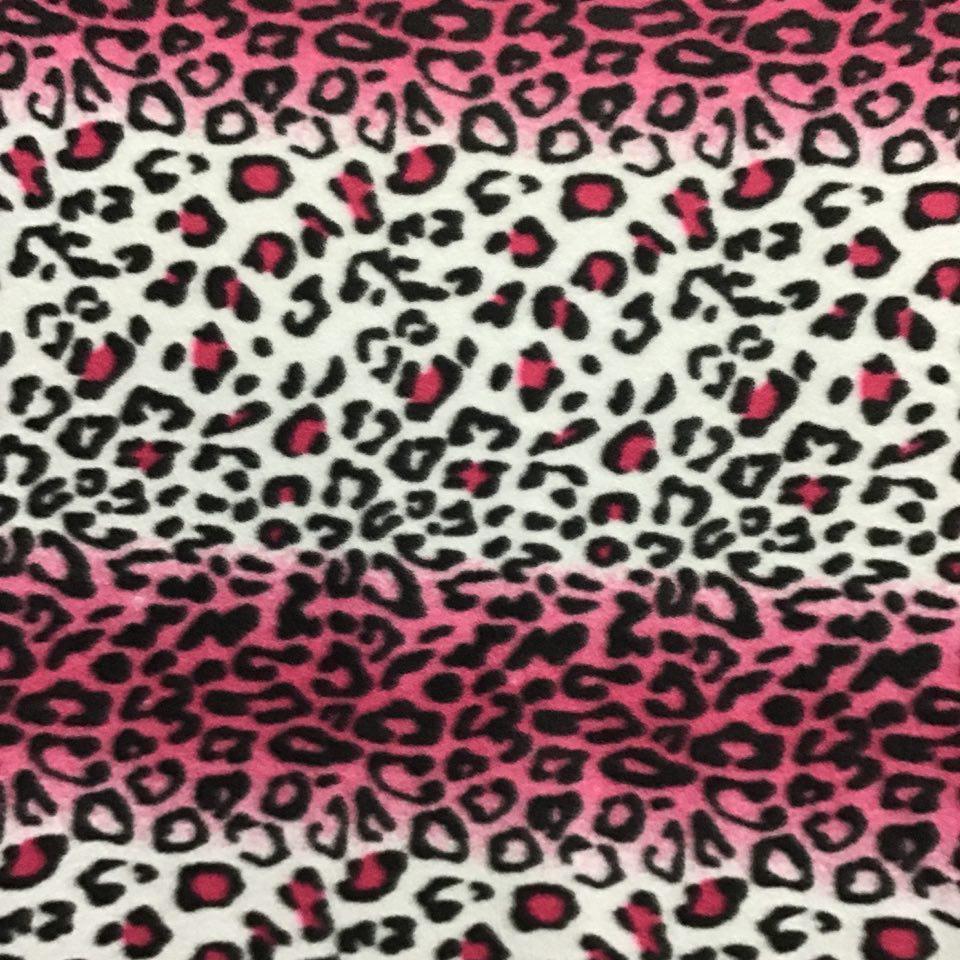 White Pink Leopard Print Fleece Fabric - Fashion Fabrics Los Angeles