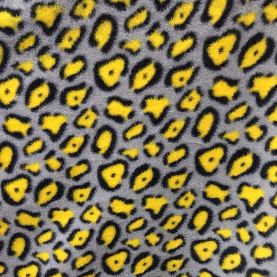 Yellow Black Gray Leopard Print Fleece Fabric - Fashion Fabrics Los Angeles