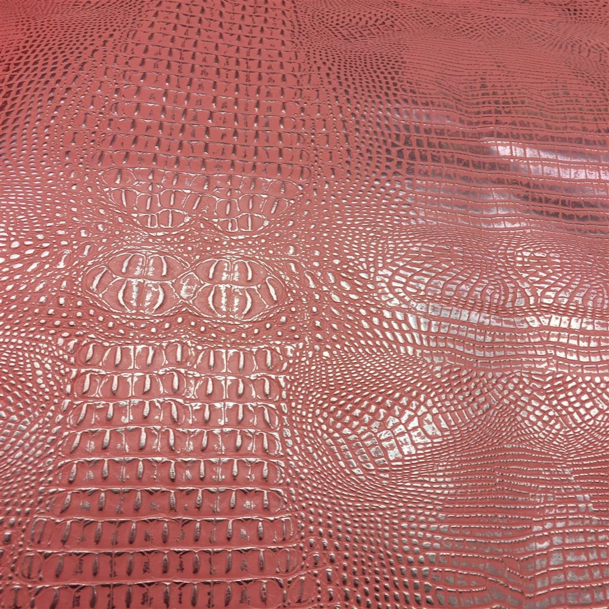 Pink Silver 2 Tone Metallic Gator Vinyl - Fashion Fabrics Los Angeles