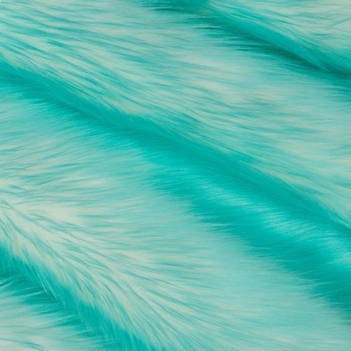 Turquiose | White Luxury Faux Fur Shag Fabric - Fashion Fabrics Los Angeles