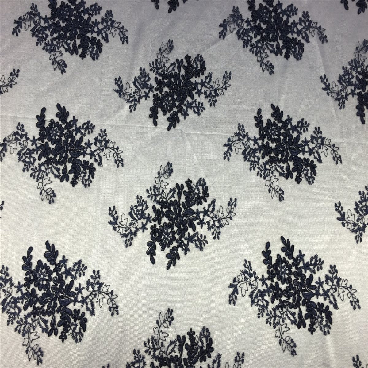 Navy Oswald Embroidered Lace Fabric - Fashion Fabrics LLC