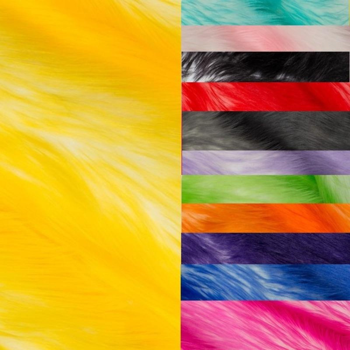 Turquiose | White Luxury Faux Fur Shag Fabric - Fashion Fabrics Los Angeles