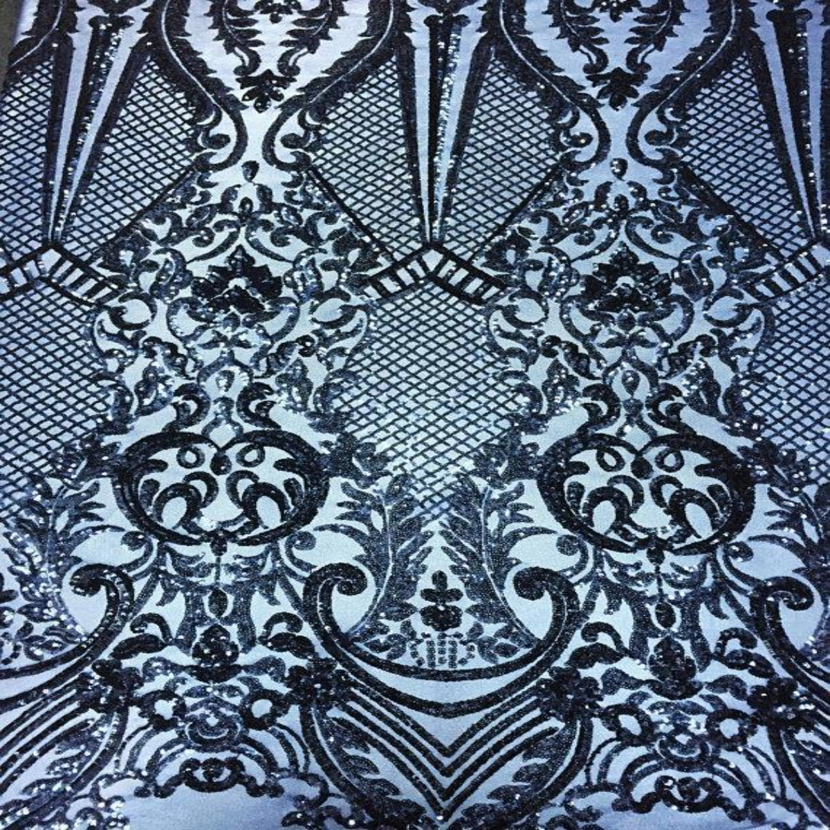Navy Chantal Deluxe Sequins Lace Fabric - Fashion Fabrics LLC