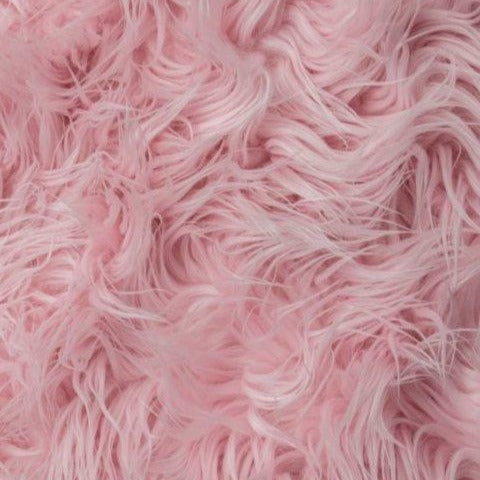 Pink Mongolian Long Pile Faux Fur Fabric - Fashion Fabrics Los Angeles