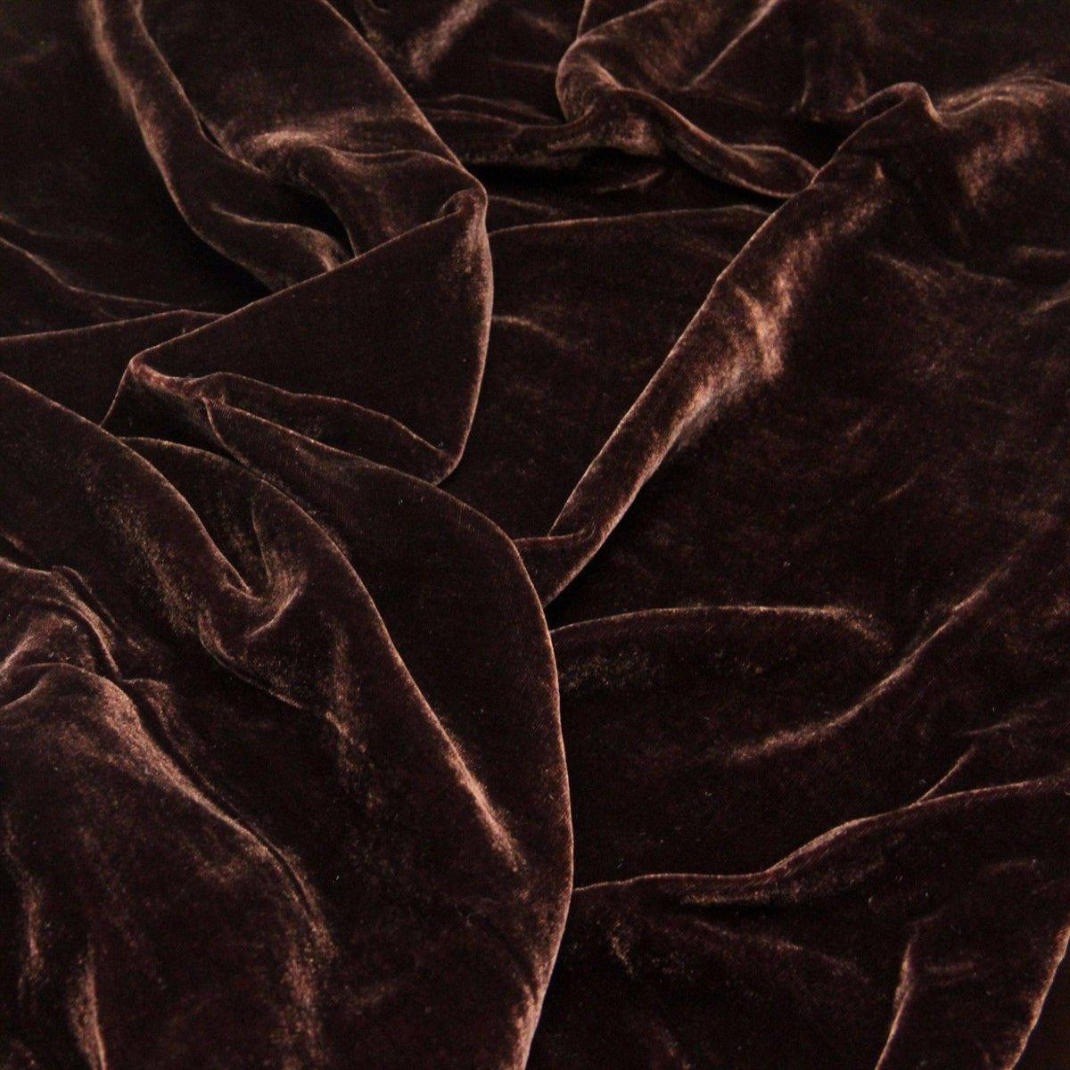 Dark Brown Silk Velvet Fabric - Fashion Fabrics Los Angeles