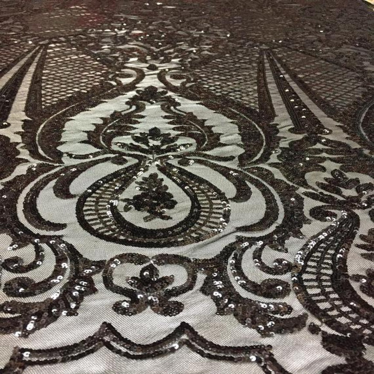 Black Chantal Deluxe Sequins Lace Fabric - Fashion Fabrics LLC