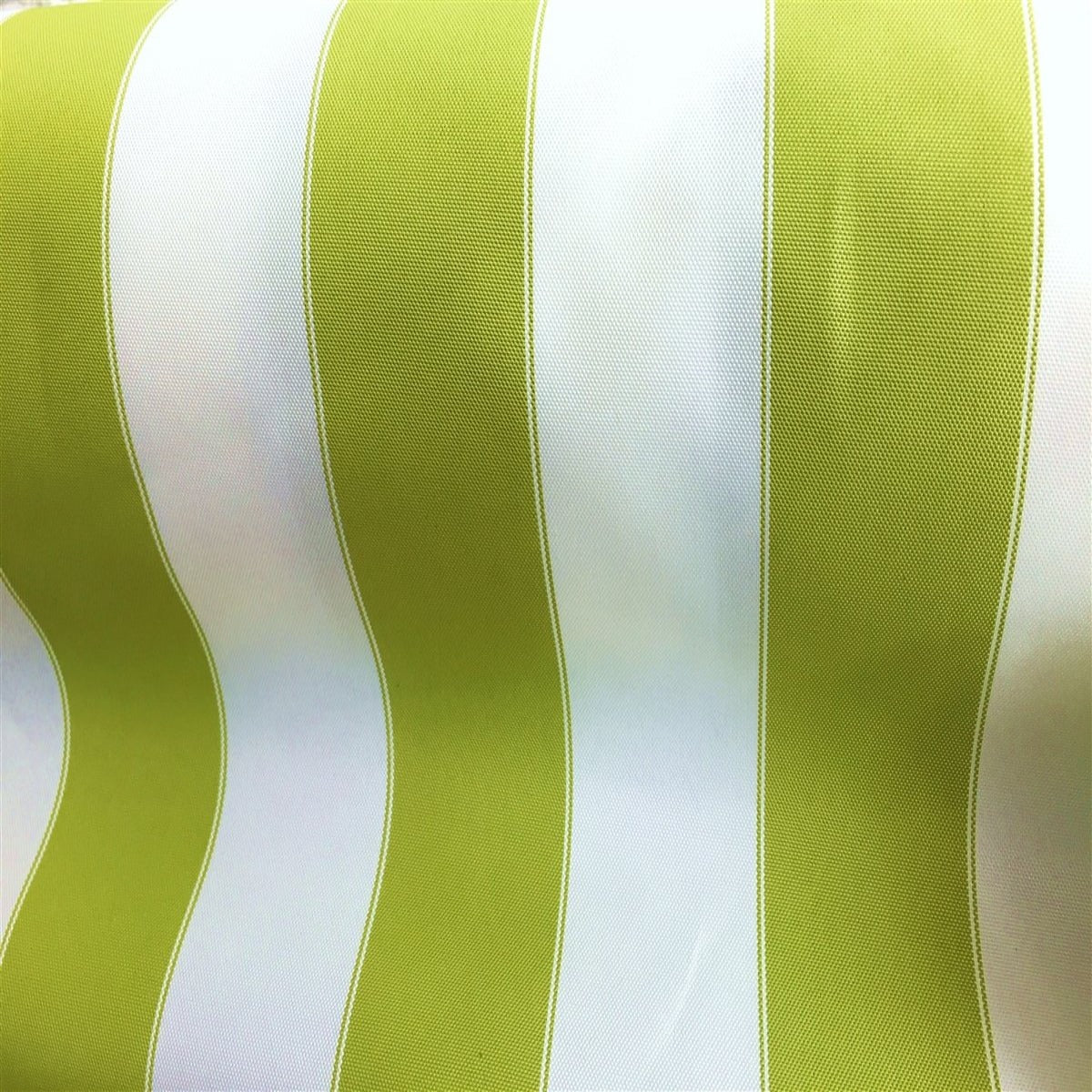 Lime Green White Striped Outdoor Canvas Fabric - Fashion Fabrics Los Angeles