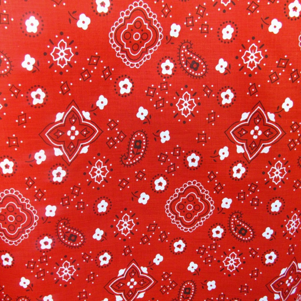 Red Bandana Print Poly Cotton Fabric