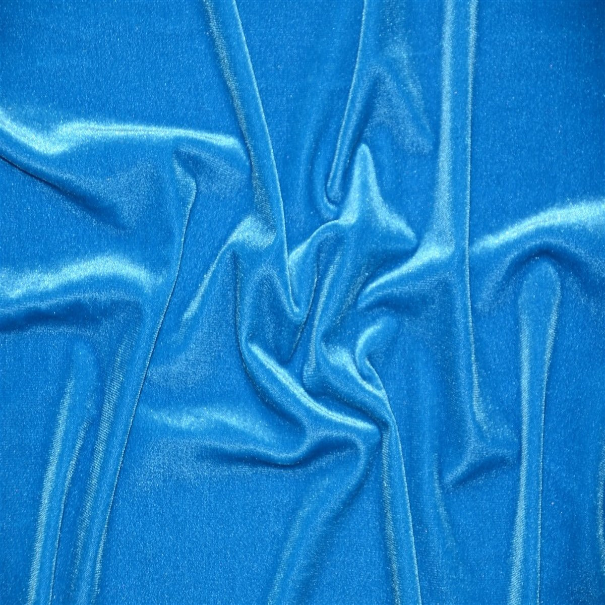 Turquoise Stretch Velvet Spandex Fabric - Fashion Fabrics Los Angeles 