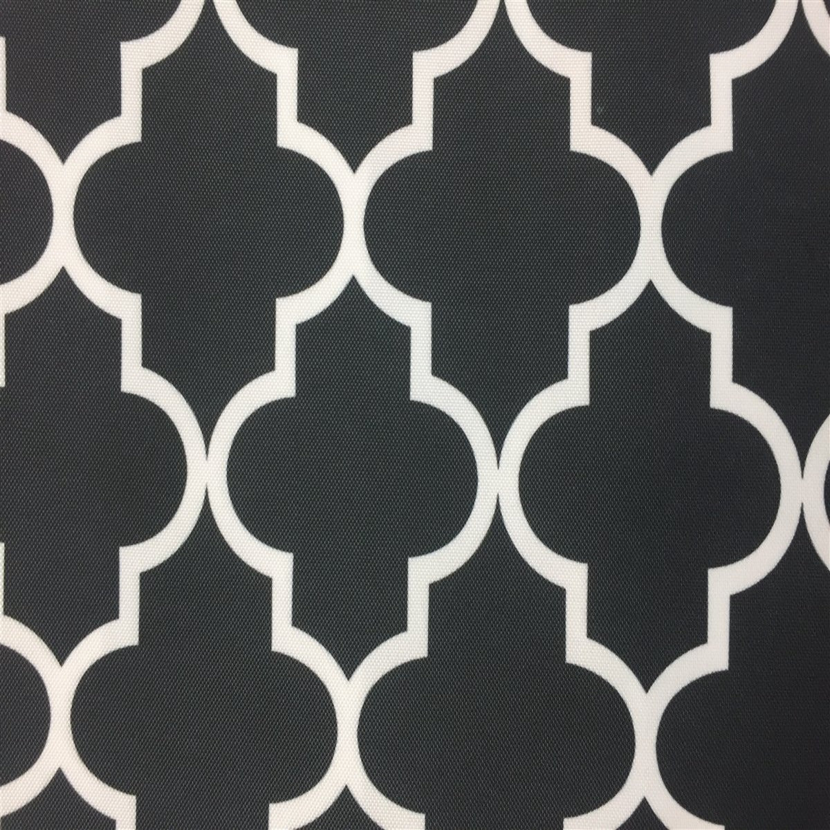 Black White Moroccan Print Indoor Outdoor Fabric - Fashion Fabrics Los Angeles