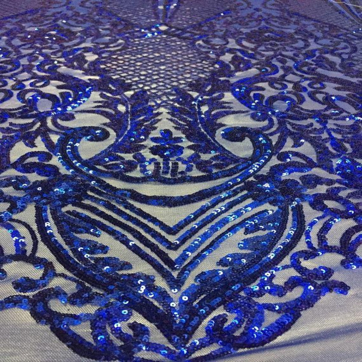 Royal Blue Chantal Deluxe Sequins Lace Fabric - Fashion Fabrics LLC