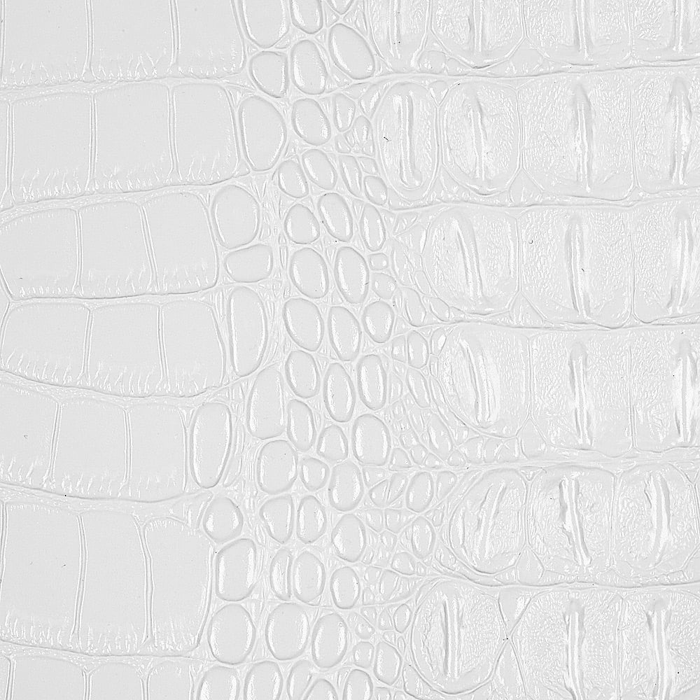 White Metallic Gator Vinyl Fabric - Fashion Fabrics Los Angeles