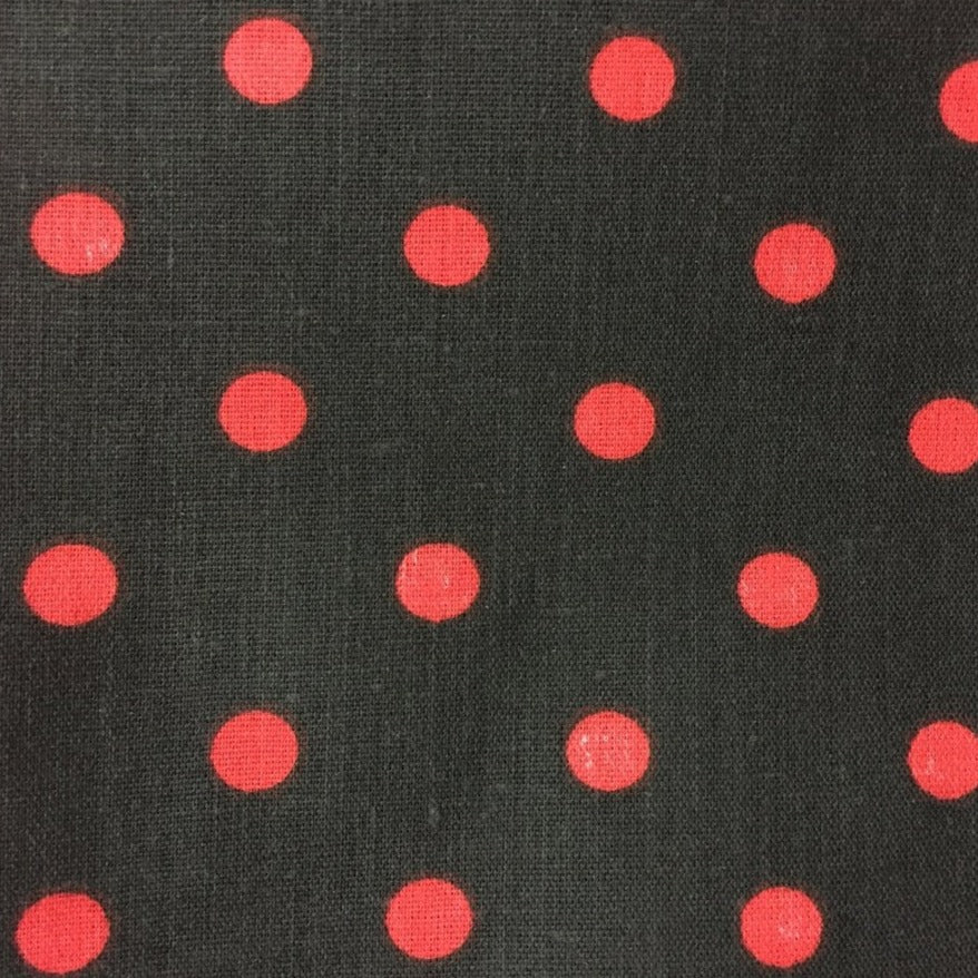 Black Red Small Polka Dot Print Poly Cotton Fabric - Fashion Fabrics Los Angeles