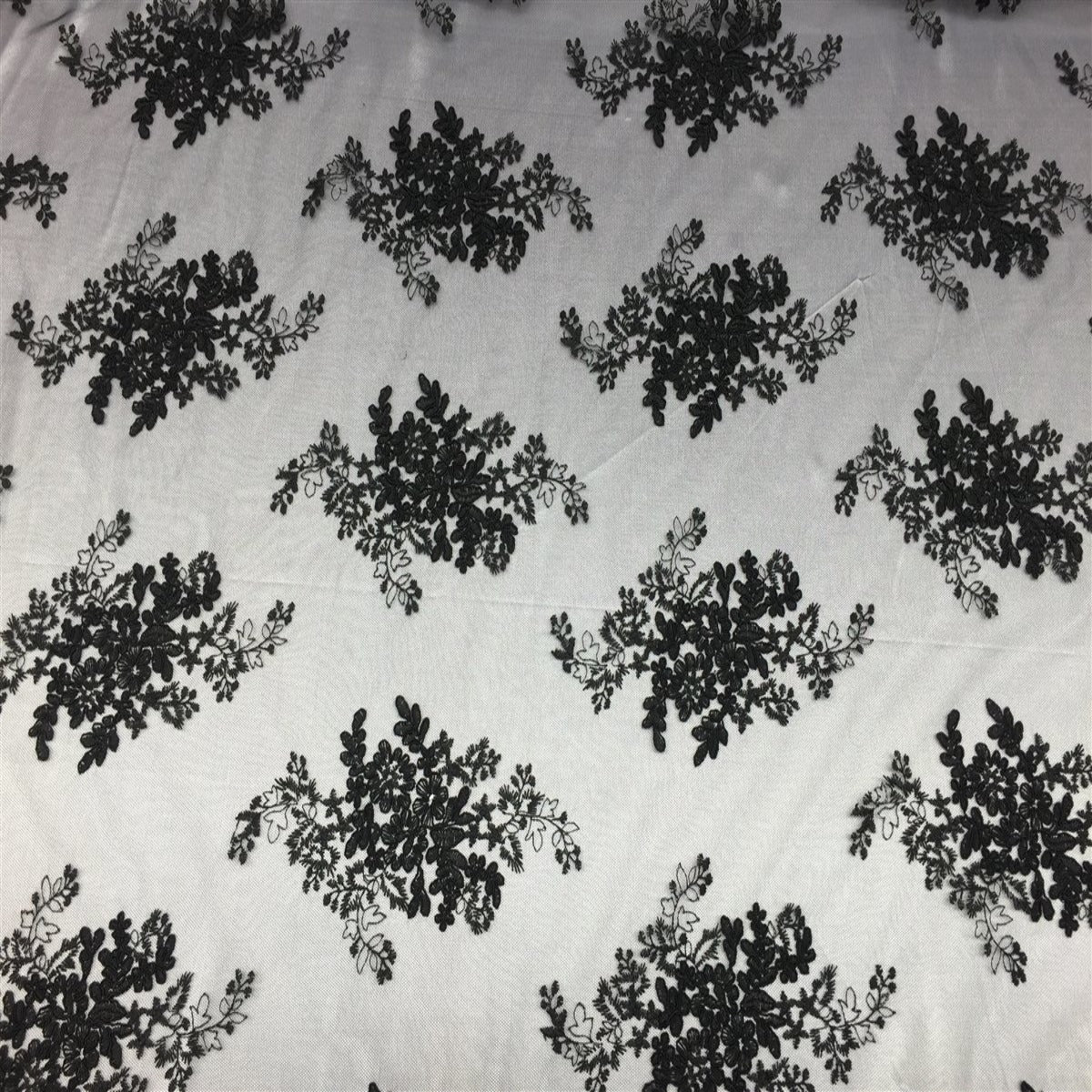 Black Oswald Embroidered Lace Fabric - Fashion Fabrics LLC