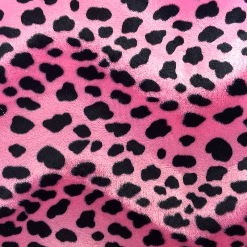 Pink Velboa Faux Fur Dalmatian Fabric - Fashion Fabrics Los Angeles 