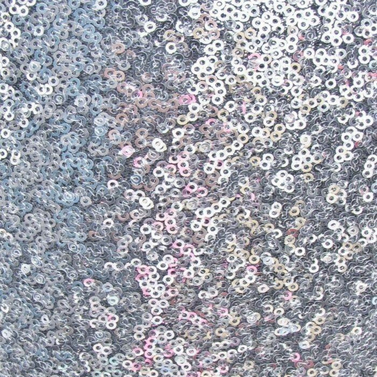 Silver Mini Disc All Over Sequin Nylon Mesh Fabric - Fashion Fabrics LLC
