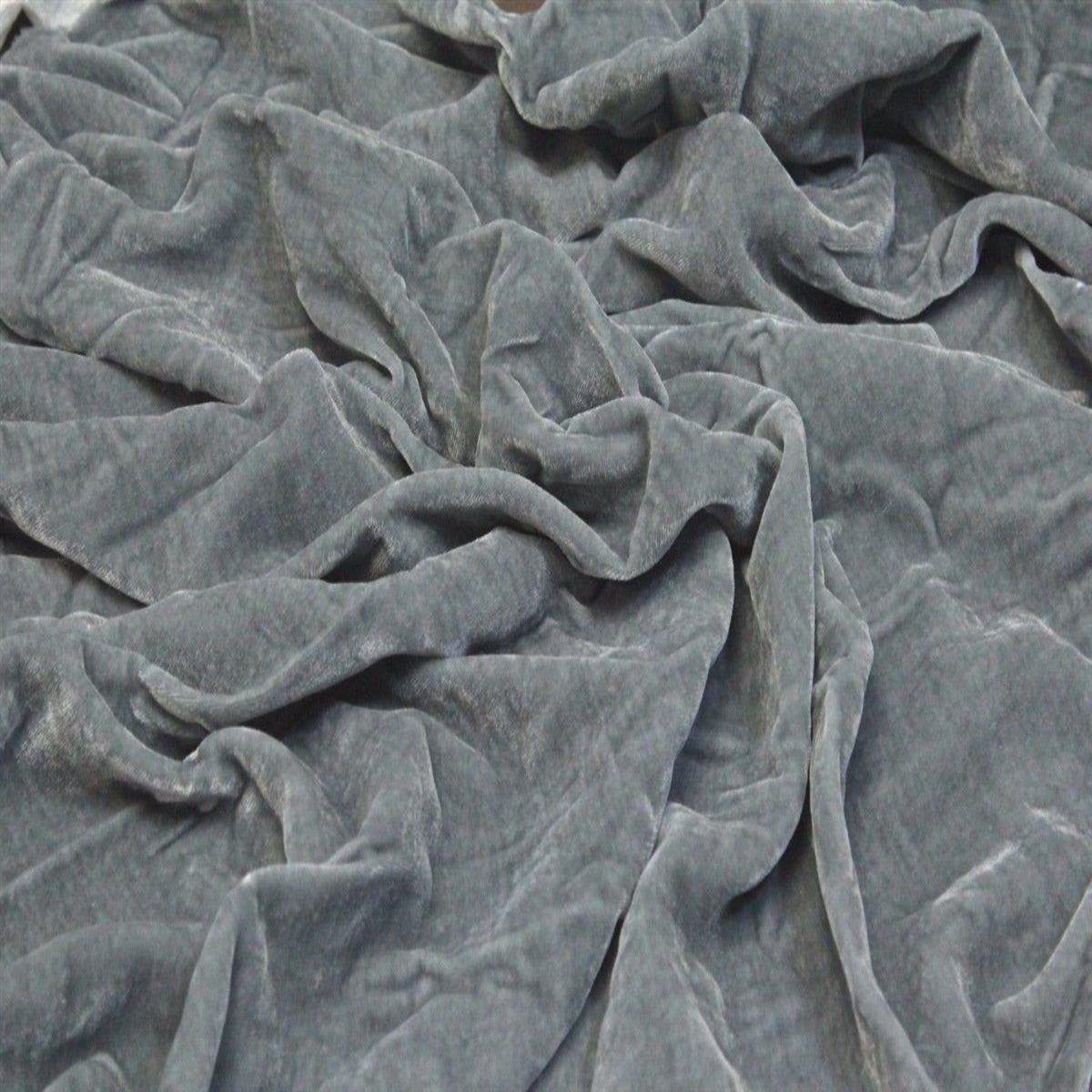 Silver Silk Velvet Fabric - Fashion Fabrics Los Angeles