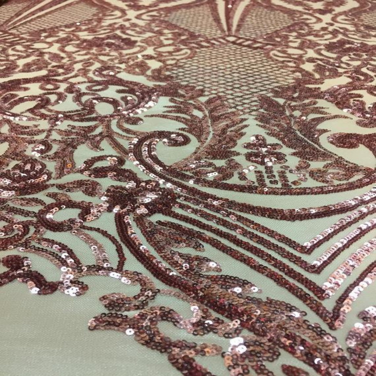 Dusty Rose Chantal Deluxe Sequins Lace Fabric - Fashion Fabrics LLC