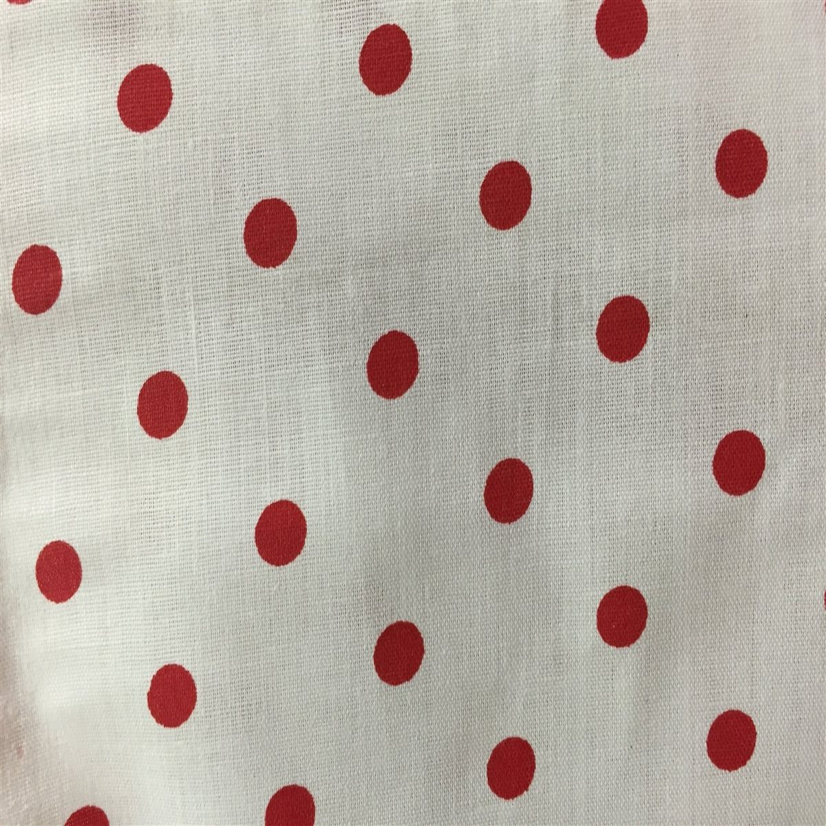 White Red Small Polka Dot Print Poly Cotton Fabric - Fashion Fabrics Los Angeles