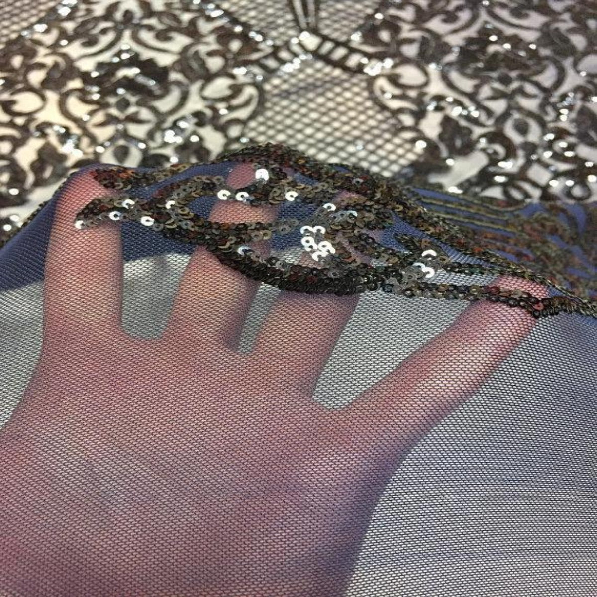 Blush Chantal Deluxe Sequins Lace Fabric - Fashion Fabrics LLC