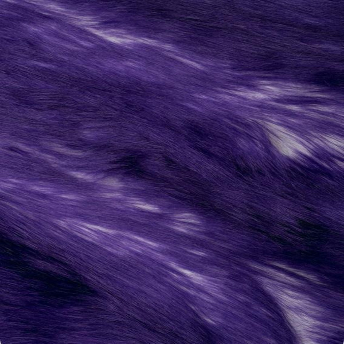 Dark Purple | White Luxury Faux Fur Shag Fabric - Fashion Fabrics Los Angeles