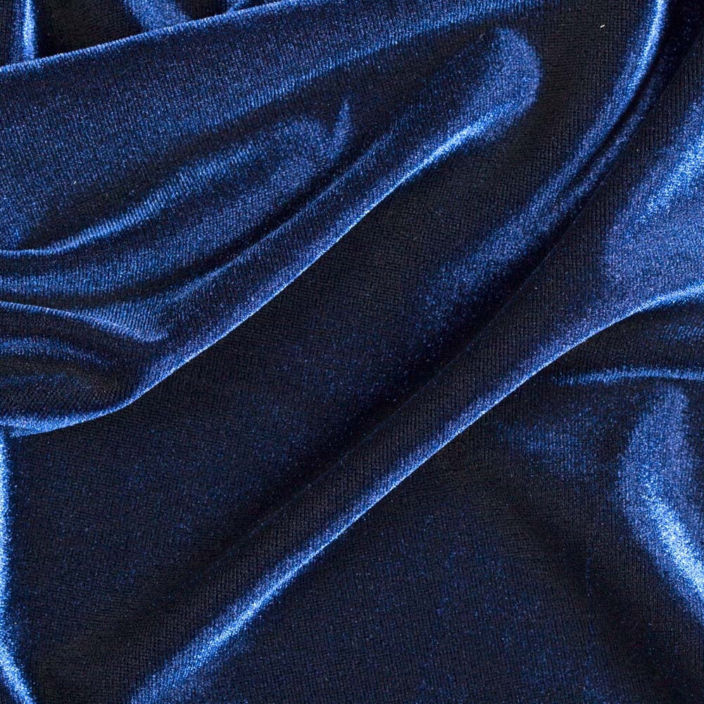 Navy Stretch Velvet Spandex Fabric - Fashion Fabrics Los Angeles