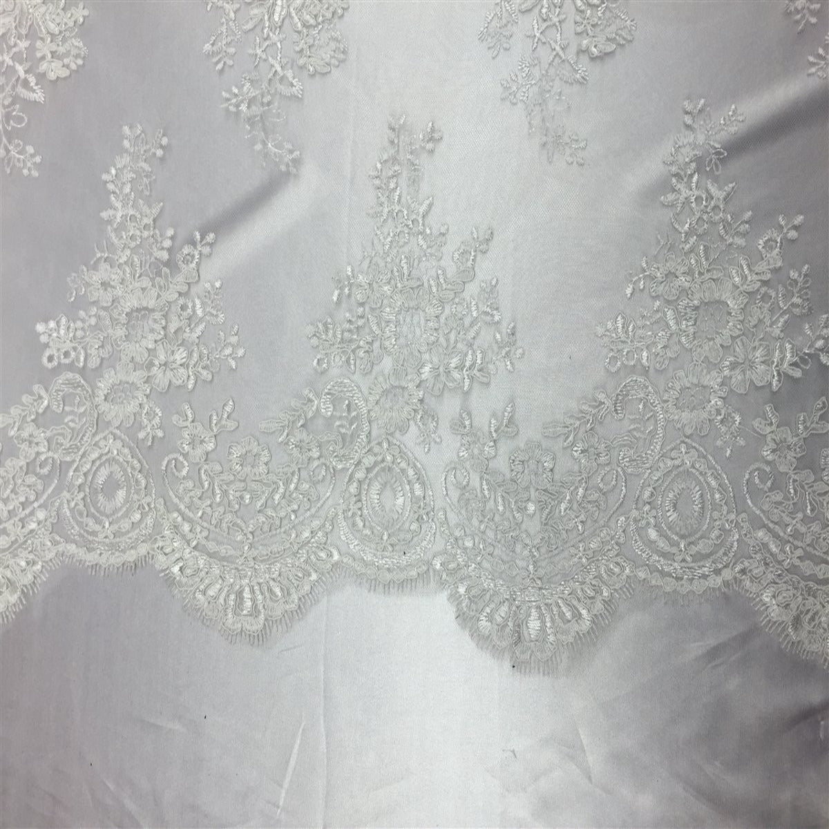 Off White Oswald Embroidered Lace Fabric - Fashion Fabrics LLC