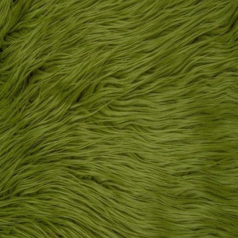Olive Green Mongolian Long Pile Faux Fur Fabric - Fashion Fabrics Los Angeles