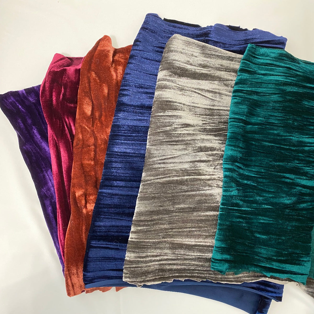 Navy Blue Crinkle Stretch Velvet Fabric - Fashion Fabrics Los Angeles