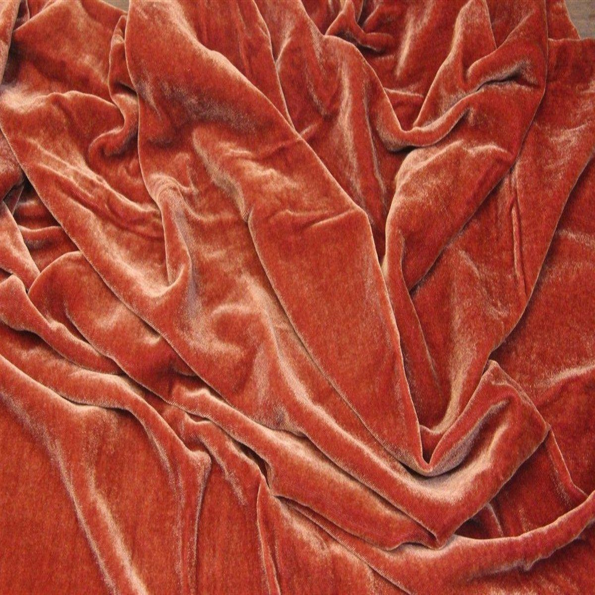 Light Cognac Brown Silk Velvet Fabric - Fashion Fabrics Los Angeles