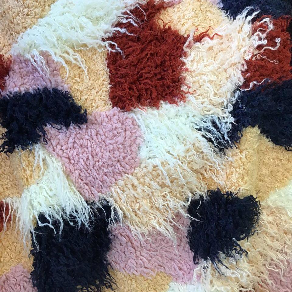 Light Multicolor Patchwork Long Pile Faux Fur Fabric - Fashion Fabrics Los Angeles