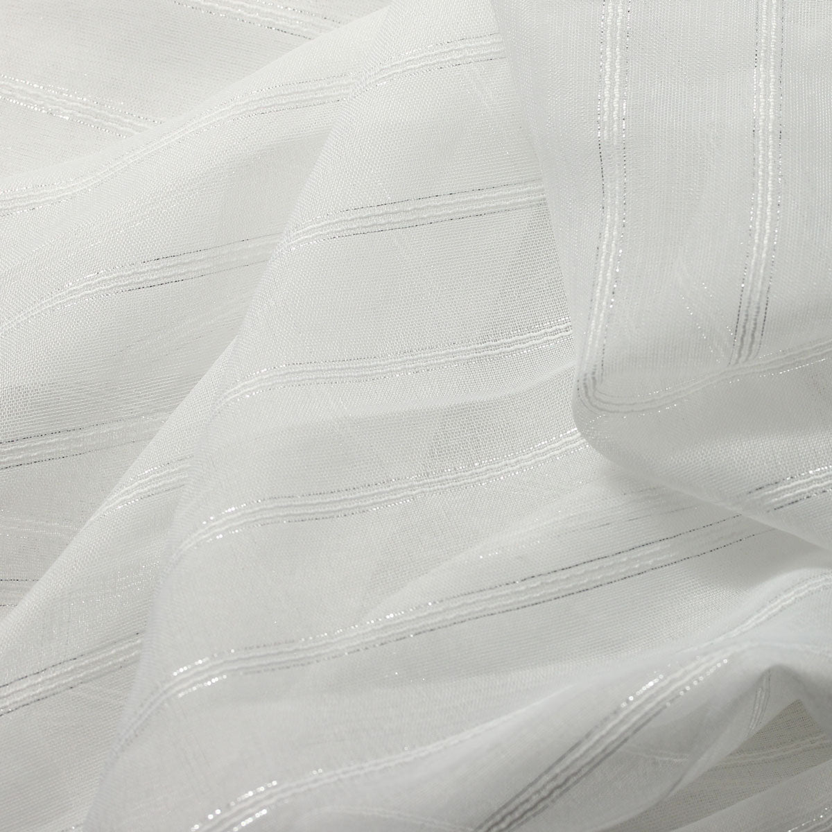 White Silver Roman Stripe Sheer Drapery Home Decor Fabric - Fashion Fabrics Los Angeles