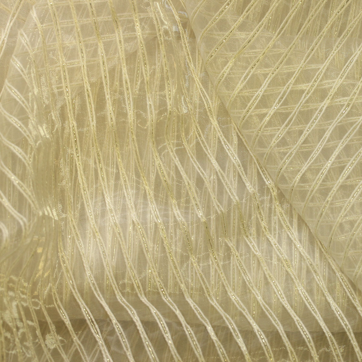 Ivory Angel Striped Sheer Drapery Home Decor Fabric - Fashion Fabrics Los Angeles